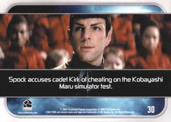 2009 Rittenhouse Star Trek Movie Cards #30 Spock accuses cadet Kirk of cheating... Back