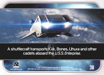 2009 Rittenhouse Star Trek Movie Cards #38 A shuttlecraft transports Kirk, Bones, Uhura... Back