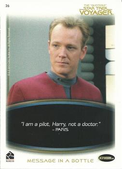 2012 Rittenhouse The Quotable Star Trek Voyager #26 EMH Mark II, to The Doctor: Message in a Bottle Back