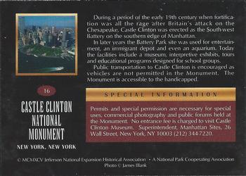 1995 National Parks Collection 1st Edition #16 Castle Clinton National Park Back