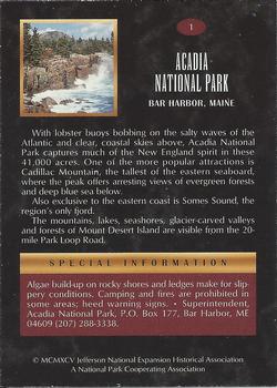 1995 National Parks Collection 1st Edition #1 Acadia National Park Back
