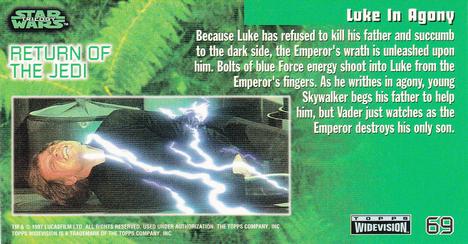 1997 Topps Widevision Star Wars Trilogy (Retail) #69 The Emperor's Lightning Back