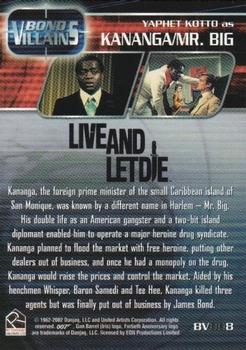 2002 Rittenhouse James Bond 40th Anniversary - Bond Villains (Color) #BV008 Yaphet Kotto as Kanaga/Mr. Big Back