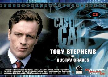 2002 Rittenhouse James Bond Die Another Day - Casting Call #C3 Toby Stephens Back