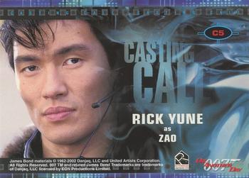 2002 Rittenhouse James Bond Die Another Day - Casting Call #C5 Rick Yune Back