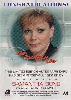 2002 Rittenhouse James Bond Die Another Day - Autographs #A4 Samantha Bond Back