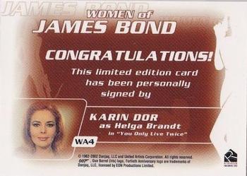 2003 Rittenhouse The Women of James Bond in Motion - Autographs #WA4 Karin Dor Back