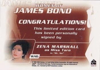 2003 Rittenhouse The Women of James Bond in Motion - Autographs #WA6 Zena Marshall Back