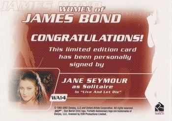 2003 Rittenhouse The Women of James Bond in Motion - Autographs #WA14 Jane Seymour Back
