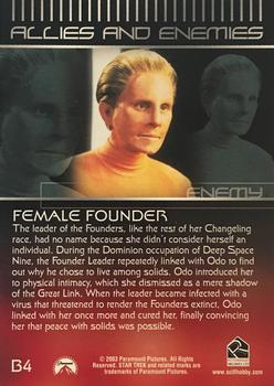 2003 Rittenhouse The Complete Star Trek Deep Space Nine - Allies & Enemies #B4 Female Founder Back