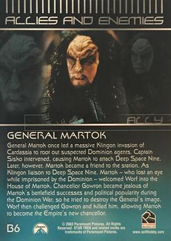 2003 Rittenhouse The Complete Star Trek Deep Space Nine - Allies & Enemies #B6 General Martok Back