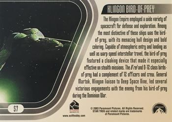 2003 Rittenhouse The Complete Star Trek Deep Space Nine - Ships of the Dominion War #S7 Klingon Bird-of-Prey Back