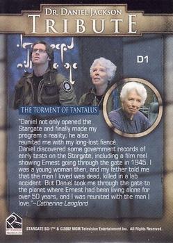2003 Rittenhouse Stargate SG-1 Season 5 - Dr. Daniel Jackson Tribute #D1 The Torment of Tantalus Back