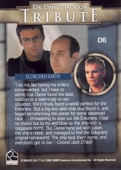 2003 Rittenhouse Stargate SG-1 Season 5 - Dr. Daniel Jackson Tribute #D6 Scorched Earth Back