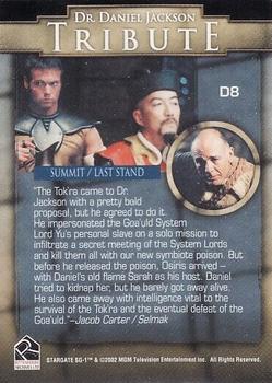 2003 Rittenhouse Stargate SG-1 Season 5 - Dr. Daniel Jackson Tribute #D8 Summit / Last Stand Back