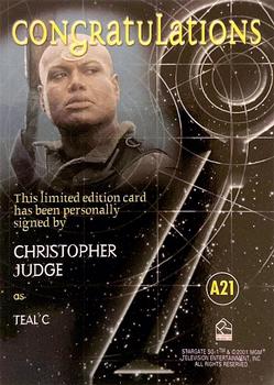 2003 Rittenhouse Stargate SG-1 Season 5 - Autographs #A21 Christopher Judge Back