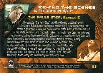 2004 Rittenhouse Stargate SG-1 Season 6 - Behind-the-scenes with Brad Wright #B3 One False Step, Season 2 Back