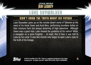 2013 Topps Star Wars: Jedi Legacy #2L Fatherless as a child / Didn't know the truth about his Father Back