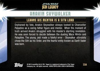 2013 Topps Star Wars: Jedi Legacy #33A A Difficult truth / Learns his mentor is a Sith Lord Back