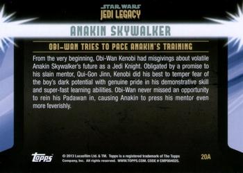2013 Topps Star Wars: Jedi Legacy #20A Fear of Potential / Obi-Wan tries to pace Anakin's training Back