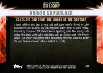 2013 Topps Star Wars: Jedi Legacy #43A Moment of Clarity / Saves his Son from the wraith of the Emperor Back