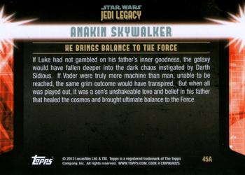 2013 Topps Star Wars: Jedi Legacy #45A Balance is Achieved / He Brings Balance to the Force Back