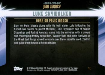 2013 Topps Star Wars: Jedi Legacy #1L Clandestine Birth / Born on Polis Massa Back