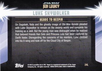 2013 Topps Star Wars: Jedi Legacy #24L To the distress of dear friends / Heads to Bespin Back