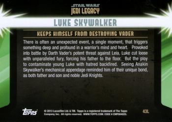 2013 Topps Star Wars: Jedi Legacy #43L Moment of Clarity / Keeps himself from destroying Vader Back