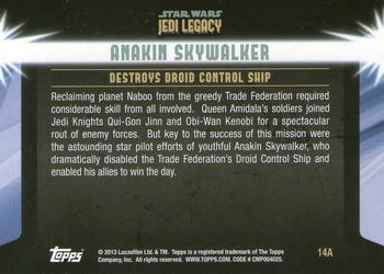 2013 Topps Star Wars: Jedi Legacy - Blue Foil #14A Act of extreme bravery / Destroys Droid Control Ship Back