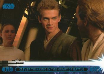 2013 Topps Star Wars: Jedi Legacy - Blue Foil #17A Clever Thinking in the Heart of Battle / Instructs Clone Pilots to shoot fuel cell Front