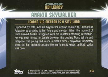 2013 Topps Star Wars: Jedi Legacy - Blue Foil #33A A Difficult truth / Learns his mentor is a Sith Lord Back