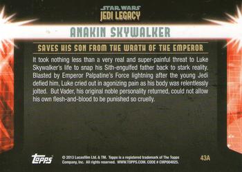 2013 Topps Star Wars: Jedi Legacy - Blue Foil #43A Moment of Clarity / Saves his Son from the wrath of the Emperor Back