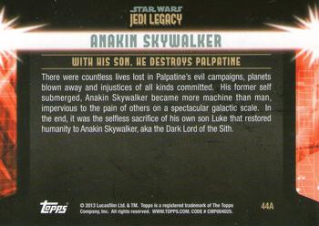 2013 Topps Star Wars: Jedi Legacy - Blue Foil #44A Together we conquer / With his Son, he destroys Palpatine Back