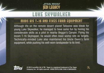 2013 Topps Star Wars: Jedi Legacy - Blue Foil #7L Technical ability / Mods his T-16 and fixes farm equipment Back