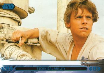 2013 Topps Star Wars: Jedi Legacy - Blue Foil #7L Technical ability / Mods his T-16 and fixes farm equipment Front