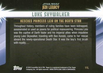 2013 Topps Star Wars: Jedi Legacy - Blue Foil #11L A Royal Rescue / Rescues Princess Leia on the Death Star Back