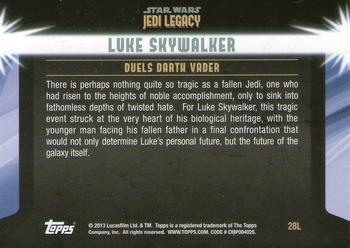 2013 Topps Star Wars: Jedi Legacy - Blue Foil #28L Challenge of a fallen Jedi / Duels Darth Vader Back