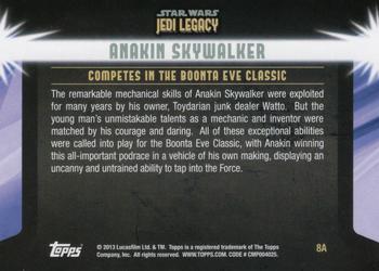 2013 Topps Star Wars: Jedi Legacy - Magenta Foil #8A Daredevil abilities / Competes in the Boonta Eve Classic Back