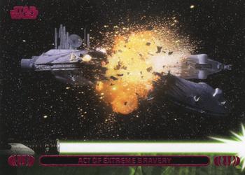 2013 Topps Star Wars: Jedi Legacy - Magenta Foil #14A Act of extreme bravery / Destroys Droid Control Ship Front