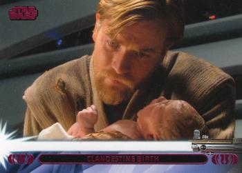 2013 Topps Star Wars: Jedi Legacy - Magenta Foil #1L Clandestine Birth / Born on Polis Massa Front