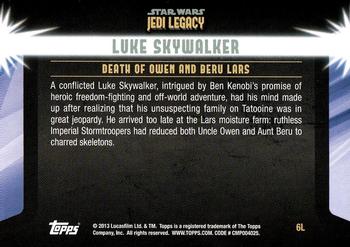 2013 Topps Star Wars: Jedi Legacy - Magenta Foil #6L Death of a Guardian / Death of Owen and Beru Lars Back