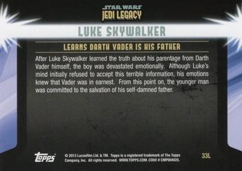2013 Topps Star Wars: Jedi Legacy - Magenta Foil #33L A Difficult Truth / Learns Darth Vader is his Father Back