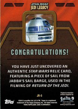 2013 Topps Star Wars: Jedi Legacy - Jabba the Hutt's Sail Barge Relic #JR-5 R2-D2 Back