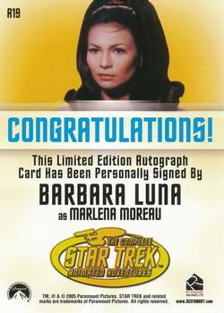 2005 Rittenhouse Star Trek: The Original Series: Art and Images - Autographs #A19 BarBara Luna Back
