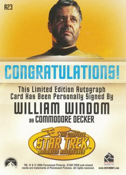 2005 Rittenhouse Star Trek: The Original Series: Art and Images - Autographs #A23 William Windom Back