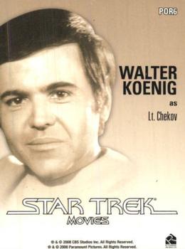 2008 Rittenhouse Star Trek Movies In Motion - Portraits #POR6 Walter Koenig as Lt. Chekov Back