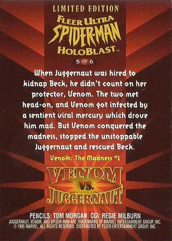 1995 Fleer Ultra Spider-Man - HoloBlast #5 Venom vs. Juggernaut Back