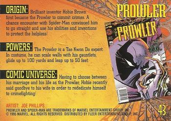 1995 Fleer Ultra Spider-Man - Gold Foil Signature Series #43 Prowler Back