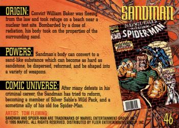 1995 Fleer Ultra Spider-Man - Gold Foil Signature Series #46 Sandman Back